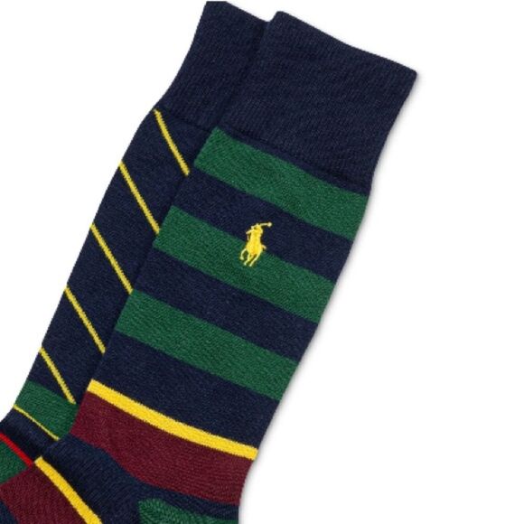 Polo by Ralph Lauren Men's Mismatch Stripes Crew Socks - Multi, Size 10-13, NWT - Picture 3 of 7
